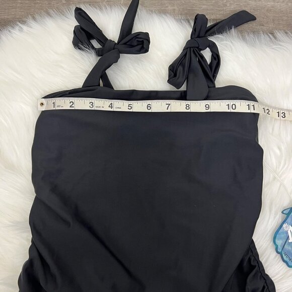 Show Me Your Mumu Mermaid Black One Piece Swim Tie Straps Ruched Womens XS - Picture 5 of 6